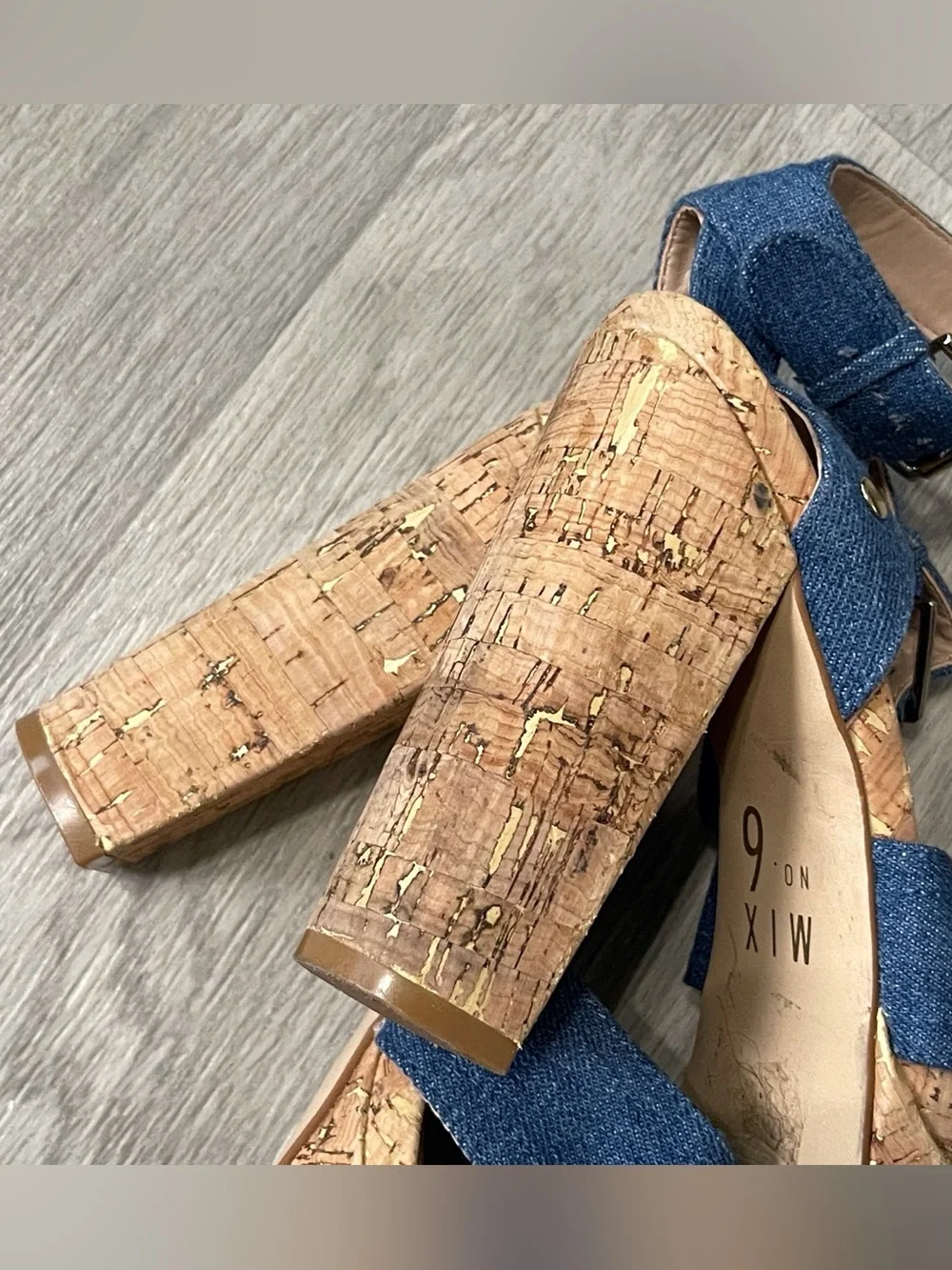 Denim Blue Cork Platform Sandals Festival Boho Chic Y2K Fairy Vacation